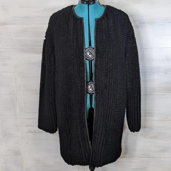 Michael Kors Chunky Black Open Cardigan Quilted Jacket Size L - Picture 1 of 7